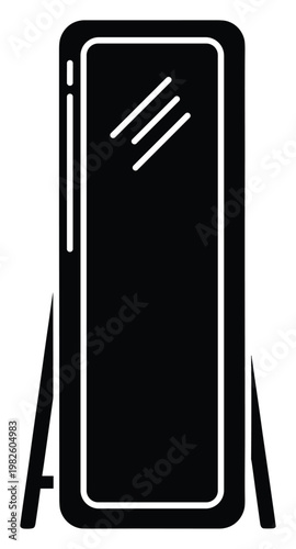 Full length floor mirror with a freestanding stand offering a clear reflection surface for dressing rooms and home decor applications.