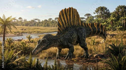 Spinosaurus in the savannah