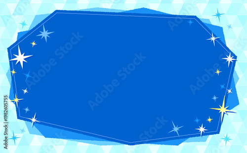 冷たい氷イメージのフレームとポリゴン模様背景1_横