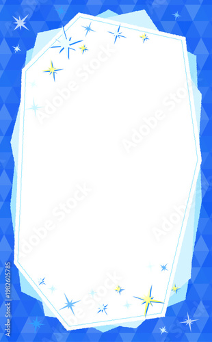 冷たい氷イメージのフレームとポリゴン模様背景2_縦