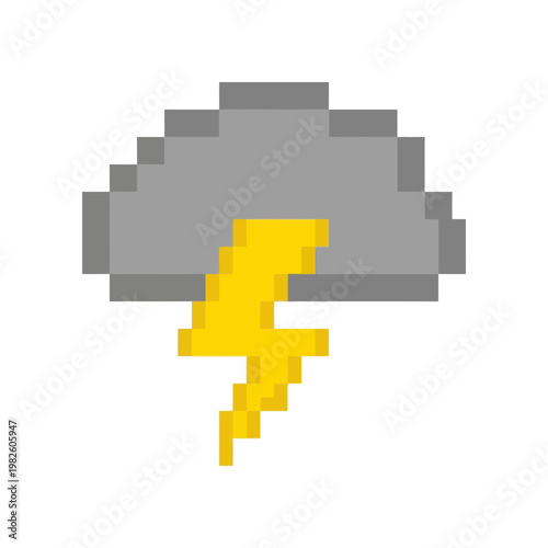 A vibrant yellow lightning bolt strikes from a grey storm icon cloud.