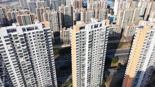 aerial view of residential buildings