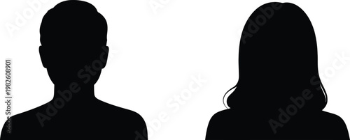 Black silhouette of a man and a woman side by side