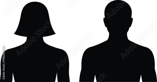 Black silhouette of a woman and a man side by side