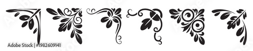set of corner flourish designs for decoration frame ninety