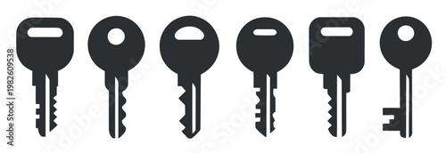 key icon set illustration featuring various key designs
