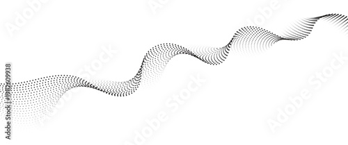 Flowing Dot Wave halftone gradient pattern on transparent background

