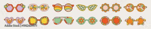 retro glasses a set of sunglasses in different shapes