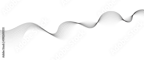 Flowing Dot Wave halftone gradient pattern on transparent background
