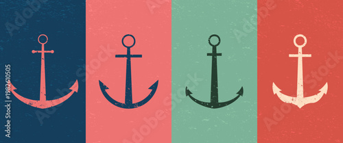 Maritime Anchors in Varied Tones and Styles, Evoking Nautical Vibes