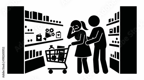 Woman Experiencing Emotional Distress in Grocery Store