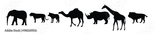  set of silhouettes of wild animals 