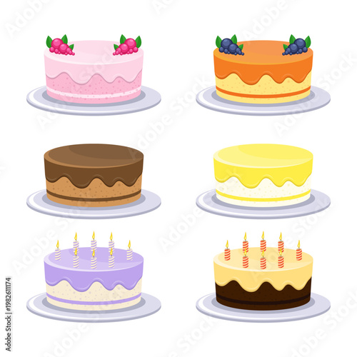 Assortment of Cartoon Cakes: Colorful, Festive, and Ready for Celebration