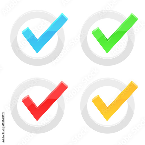 Selection confirmed with colorful check mark icons on a white background.