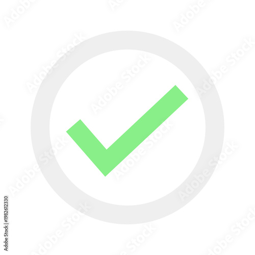 Light green check mark indicating acceptance in a light gray circle.