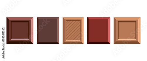 Assortment of chocolate bars with different flavors and designs on a white background