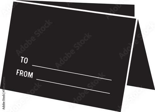 Folded black gift card template with to and from lines for recipient personalization