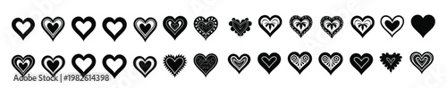 valentines day love heart symbol ions set vector