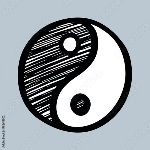 Hand drawn yin yang symbol Zen and Tao Harmony and balance Black and white yin and yang sign Taichi, Taoism, Buddhism, Japan, Chinese, Asian, yoga, meditation, karma, peace, dualism