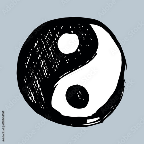 Hand drawn yin yang symbol Zen and Tao Harmony and balance Black and white yin and yang sign Taichi, Taoism, Buddhism, Japan, Chinese, Asian, yoga, meditation, karma, peace, dualism