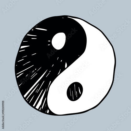 Hand drawn yin yang symbol Zen and Tao Harmony and balance Black and white yin and yang sign Taichi, Taoism, Buddhism, Japan, Chinese, Asian, yoga, meditation, karma, peace, dualism