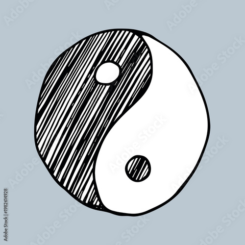 Hand drawn yin yang symbol Zen and Tao Harmony and balance Black and white yin and yang sign Taichi, Taoism, Buddhism, Japan, Chinese, Asian, yoga, meditation, karma, peace, dualism