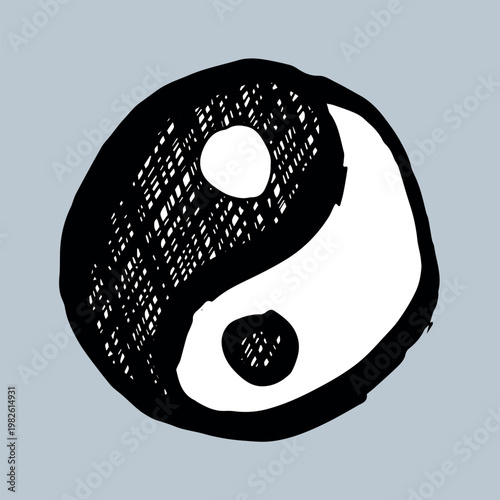 Hand drawn yin yang symbol Zen and Tao Harmony and balance Black and white yin and yang sign Taichi, Taoism, Buddhism, Japan, Chinese, Asian, yoga, meditation, karma, peace, dualism