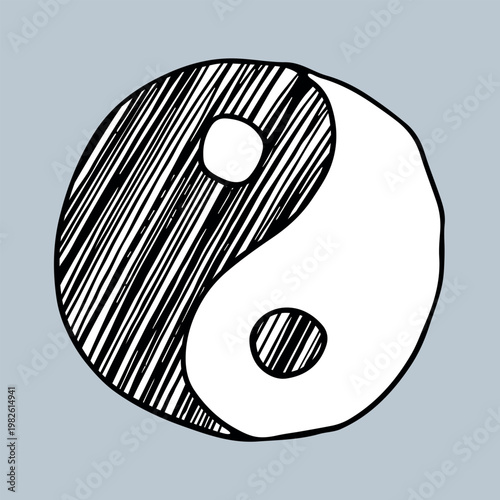 Hand drawn yin yang symbol Zen and Tao Harmony and balance Black and white yin and yang sign Taichi, Taoism, Buddhism, Japan, Chinese, Asian, yoga, meditation, karma, peace, dualism