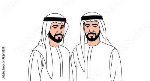 Two Emirati Men in Traditional Attire, United Arab Emirates.