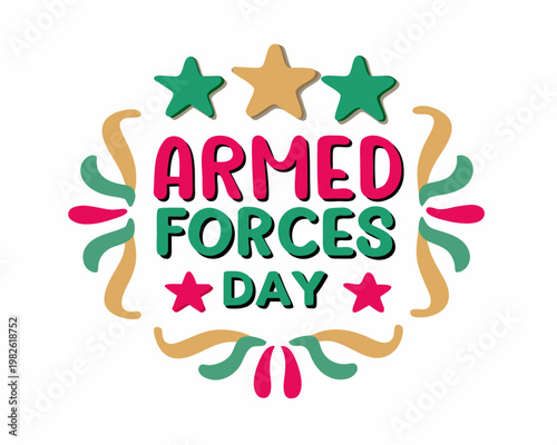 Armed Forces Day Celebration Vector Art, Honor and Support Military Isolated on White