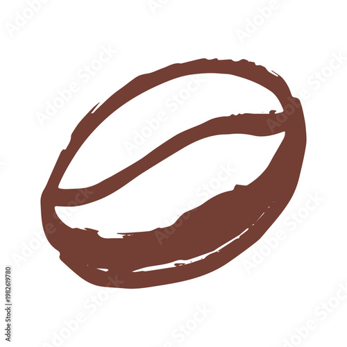 Hand drawn fresh roasted coffee bean Arabica robusta seed doodle Single element for print, web, design, decor