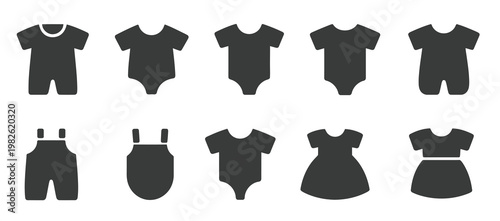 collection of baby clothes icons girl boy bodysuit dress