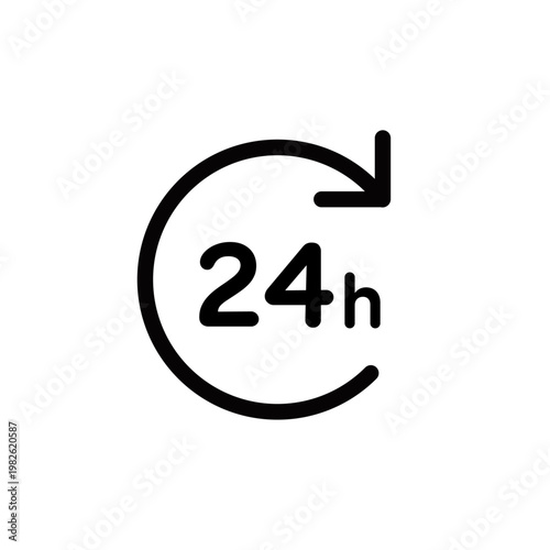 シンプル販促・案内アイコンシリーズ – 24時間営業・24h対応アイコン（カラー・線あり・フライヤー・チラシ用）