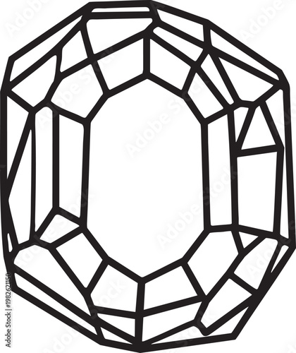 Octagonal faceted gemstone outline illustration
