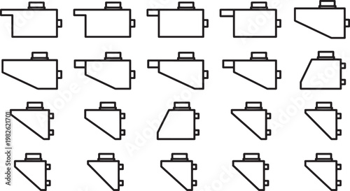 Array of Various Gear Designs with Geometric precision. showcasing diverse mechanical shapes and engineering concepts. These design patterns for technical and industrial uses.
