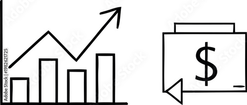 Financial growth and savings a hand drawn illustration of increasing profits and monetary accumulation