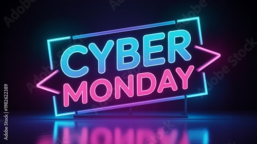 Cyber Monday, neon sign, shopping, sale, e-commerce