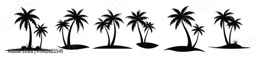  collection of tropical palm trees black silhouettes