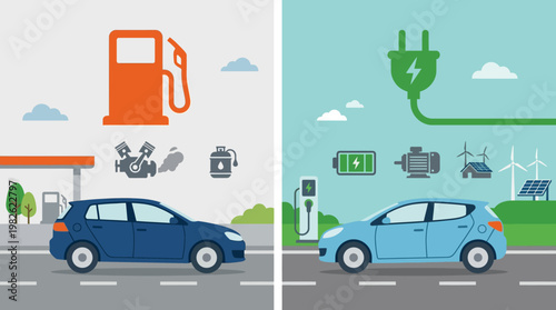 Electric and Gasoline Powered Cars Compared.