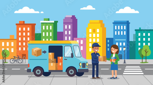 Man talking to delivery man.