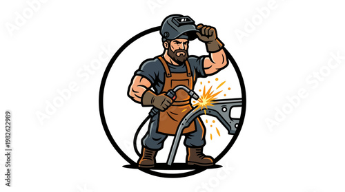 Man welding with protective gear on.