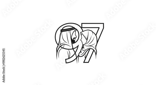 United Arab Emirates National Day Celebration Emblem with Figures.