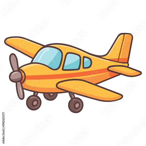 Small single propeller airplane cartoon drawing