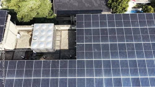 Solar panel on old house in countryside