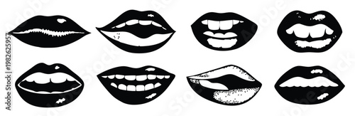  lips and mouth in scream with monochrome photocopy effect