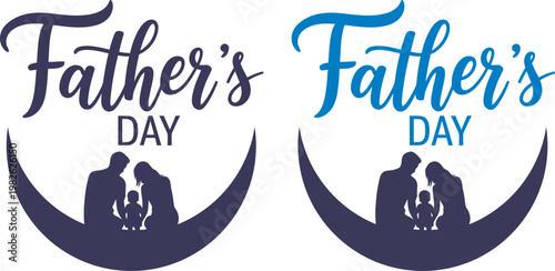 Celebrating father's day heartwarming silhouette of father and children with elegant typography