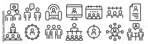 management meeting conference related editable icon set