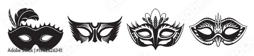 party mask silhouette vector set