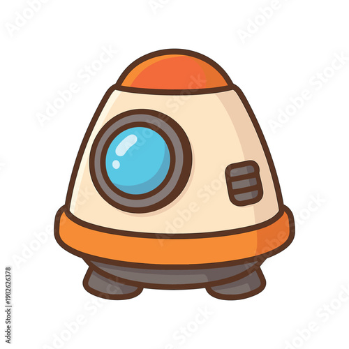Cartoon space capsule with window flat vector