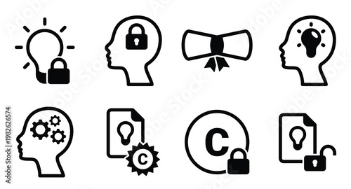 set of simple icons on a theme patent vector design 